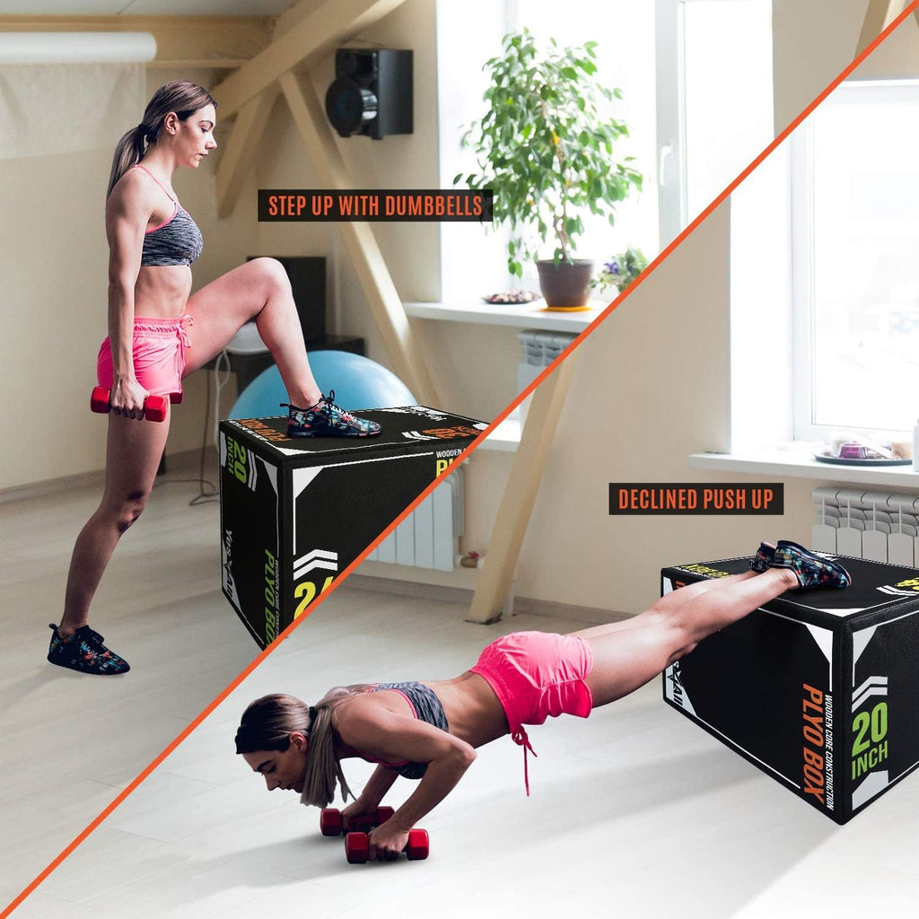 Yes4All 3-in-1 Soft-Padded Plyo Box With Wooden Core, Non-Slip Multi-Use Cushioned Plyometric Jump Box with Vinyl Cover for Jumping, Conditioning, Strength Training
