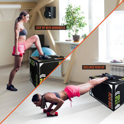 Yes4All 3-in-1 Soft-Padded Plyo Box With Wooden Core, Non-Slip Multi-Use Cushioned Plyometric Jump Box with Vinyl Cover for Jumping, Conditioning, Strength Training