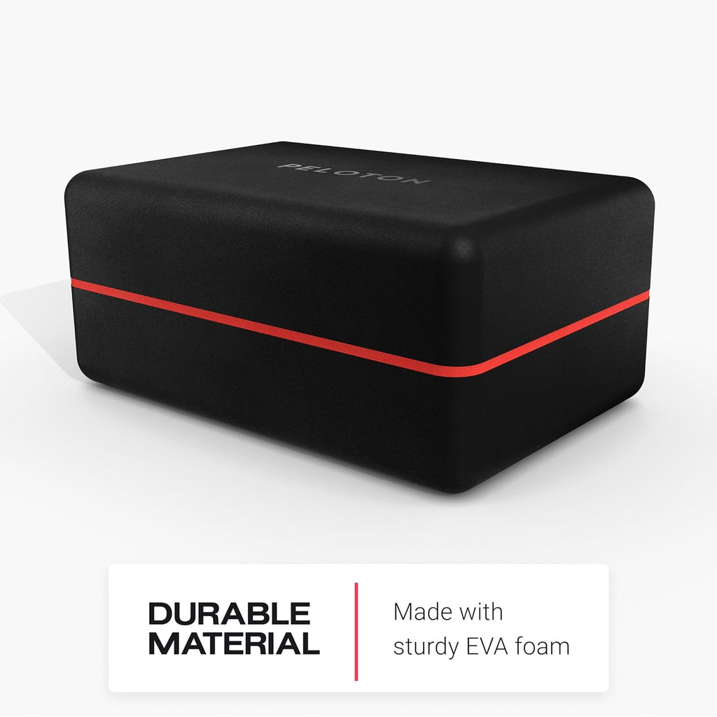 Peloton Yoga Block | Premium EVA Foam Yoga Blocks Available in Set of Two with Curved Edges and Corners, Accessories for Beginner and Advanced Yoga, 9 x 6 x 4 inches, Black/Red