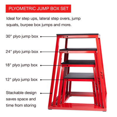 JFIT Plyometric Boxes - Made in Taiwan NO Assembly Required Single - Height Box Set and Adjustable Box Options Plyometric Platform and Jumping Agility Box for Training Conditioning Strength Training