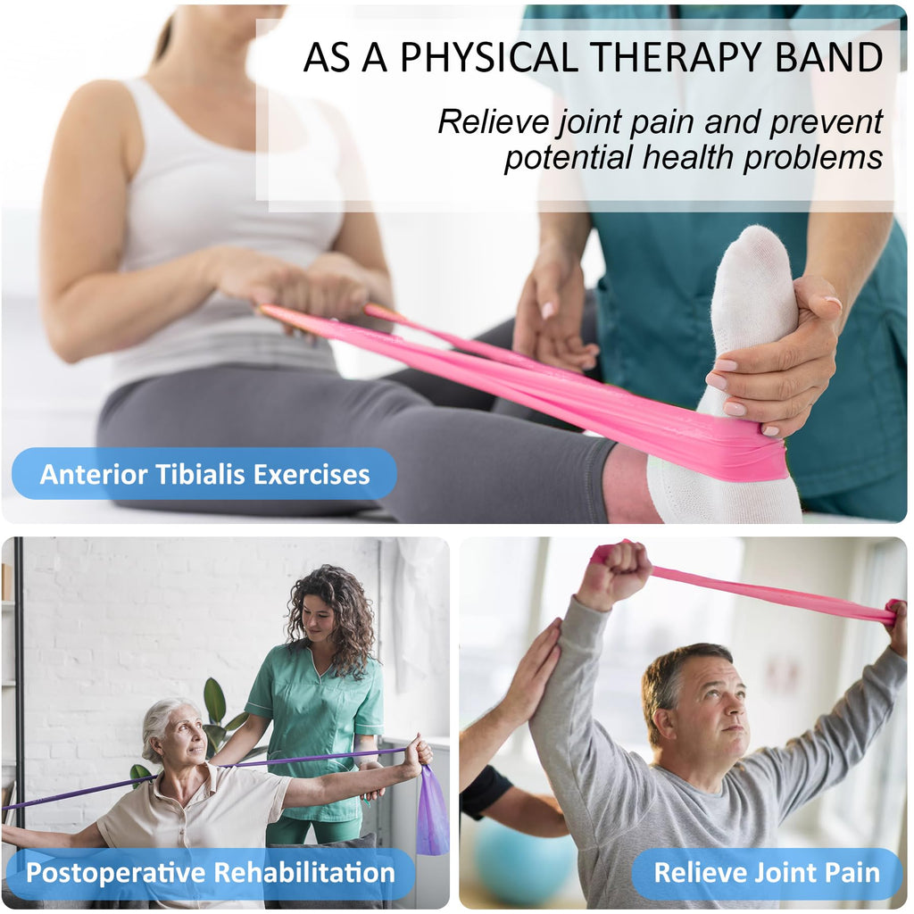 Resistance Bands for Working Out, Physical Therapy Bands, Latex Free Elastic and Exercise Bands Set for Stretching, Suitable for Rehab, Yoga, Pilates, Gym, Home Exercise