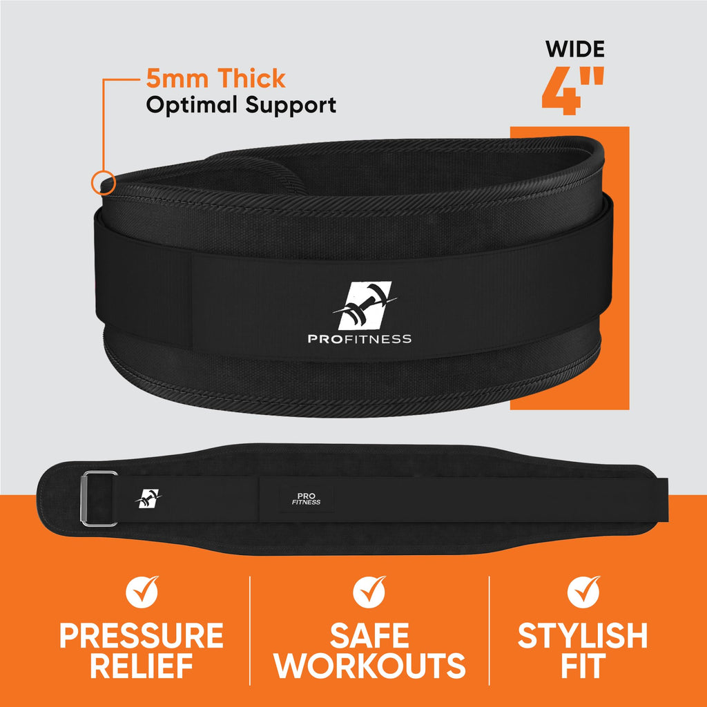 ProFitness Weight Lifting Belt for Women - 4'' Wide Comfortable Workout Belt for Women - Weight Belt for Women Squats & Deadlifts - Back Support Weight Lifting Belt Women & Men