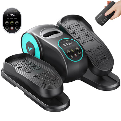 MERACH Under Desk Elliptical Machine, Leg Exerciser While Sitting for Seniors with Remote Control & 12-Speeds, Quiet Portable Electric Seated Pedal Exerciser Machine for Home Office