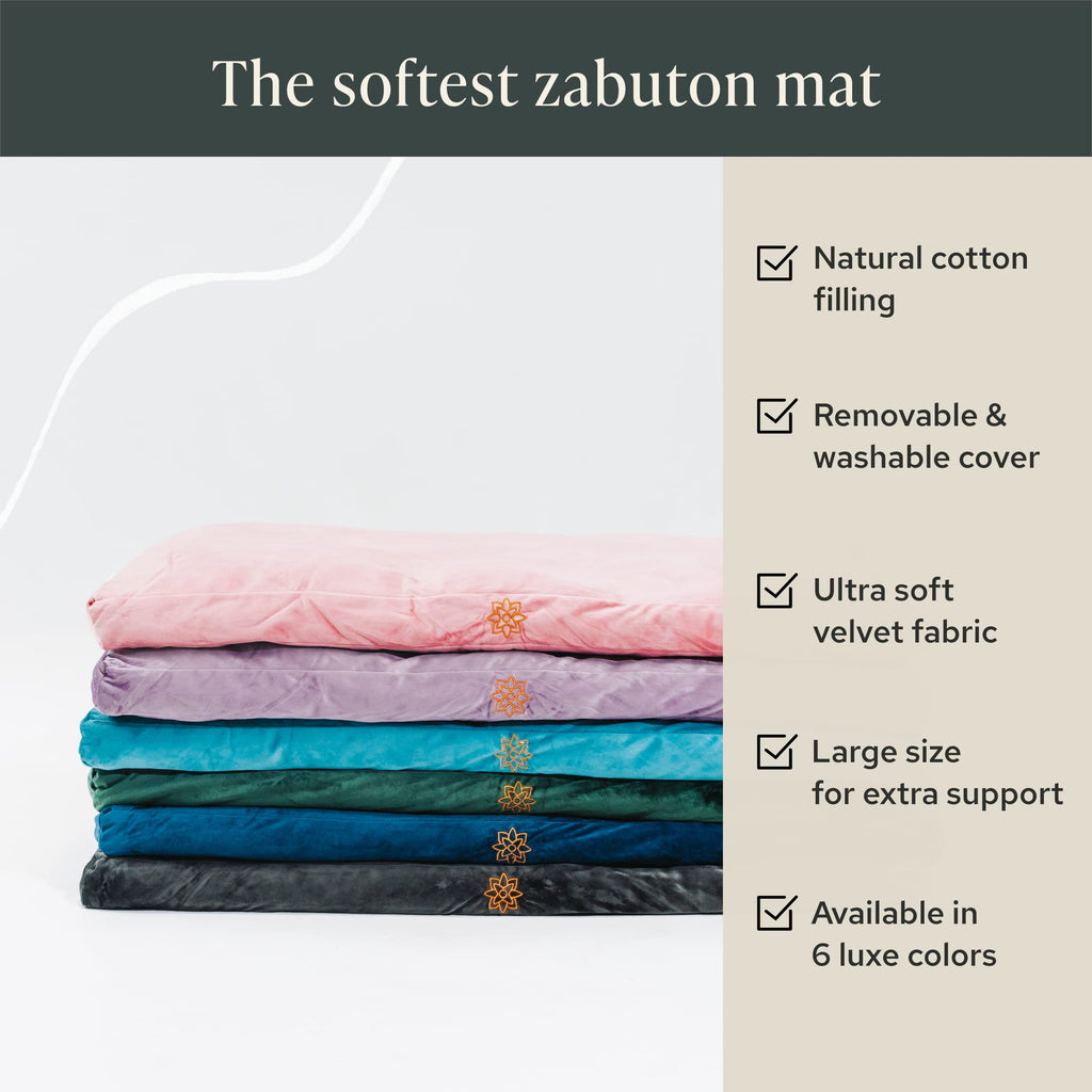 Mindful & Modern Zabuton Meditation Mat - Cotton Filled Yoga and Meditation Pad - Zabuton Meditation Cushion for Kneeling and Sitting Support - Large Rectangular Sitting Floor Pillow for Bench or Zafu