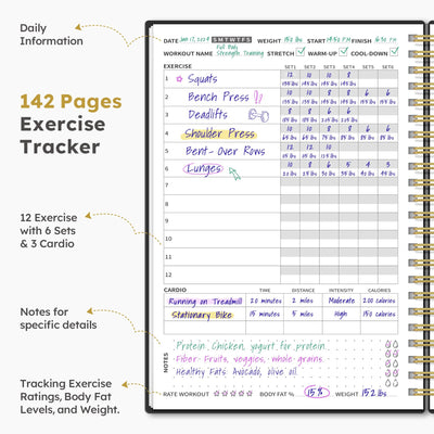 Fitness Workout Journal for Women & Men, A5(5.5" x 8.2") Workout Log Book Planner for Tracking, Progress, and Achieving Your Wellness Goals - Green
