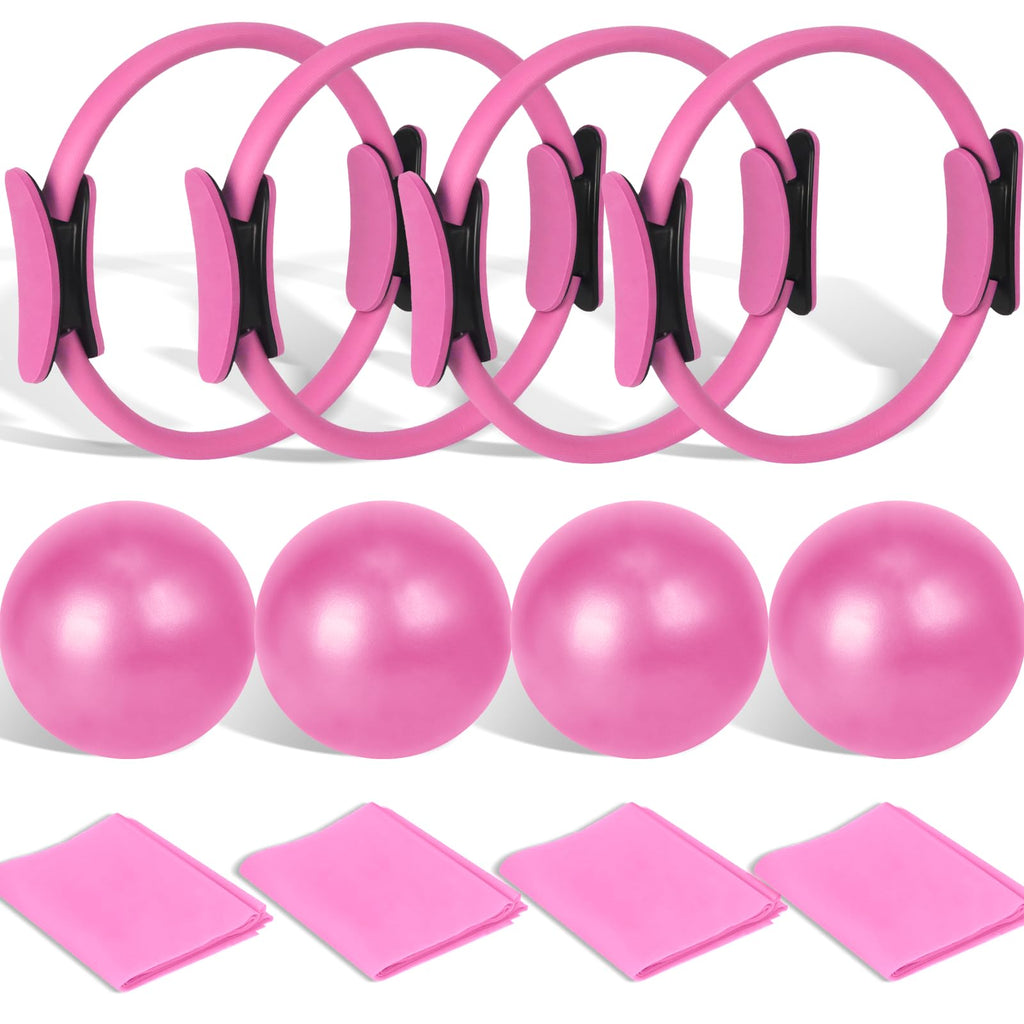 Pilates Ring and Ball Set Bulk, Pilates Equipment with 12 Inch Pilates Circle Rings, Small Yoga Balls, Resistance Bands, Pilate Essential Kit Bulk for Home Workouts Women, Pilates & Yoga Studio