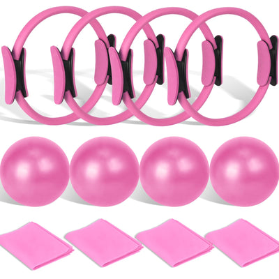 Pilates Ring and Ball Set Bulk, Pilates Equipment with 12 Inch Pilates Circle Rings, Small Yoga Balls, Resistance Bands, Pilate Essential Kit Bulk for Home Workouts Women, Pilates & Yoga Studio