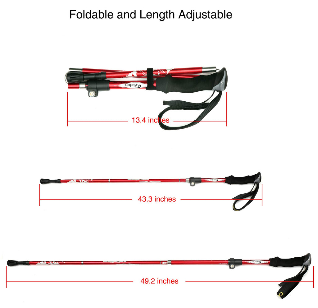 Aluminum Collapsible Ultralight Travel Trekking Hiking Pole for Men and Women (Fits 5'3" - 6'2")