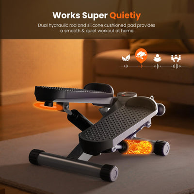 Sweetcrispy Mini Stair Steppers with Resistance Bands for Exercise at Home, Portable Exercise Twist Stepper Machine for Full Body Workout, 300LBS Capacity