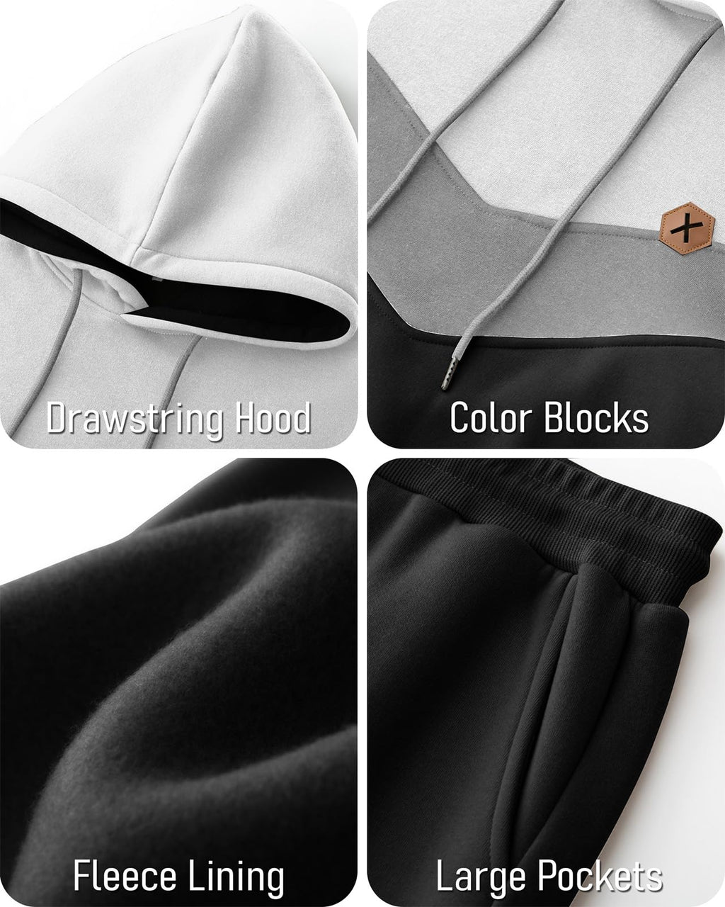 Mens Hoodie Tracksuit Set 2 Pieces Athletic Fleece Hooded Sweatsuit Casual Outfit Sweatshirt and Joggers Set