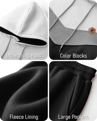 Mens Hoodie Tracksuit Set 2 Pieces Athletic Fleece Hooded Sweatsuit Casual Outfit Sweatshirt and Joggers Set