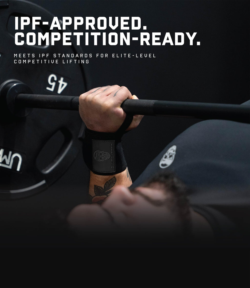 Gymreapers Weightlifting Wrist Wraps (IPF Approved) 18" Professional Quality Wrist Support with Heavy Duty Thumb Loop - Best Wrap for Powerlifting Competition, Strength Training, Bodybuilding