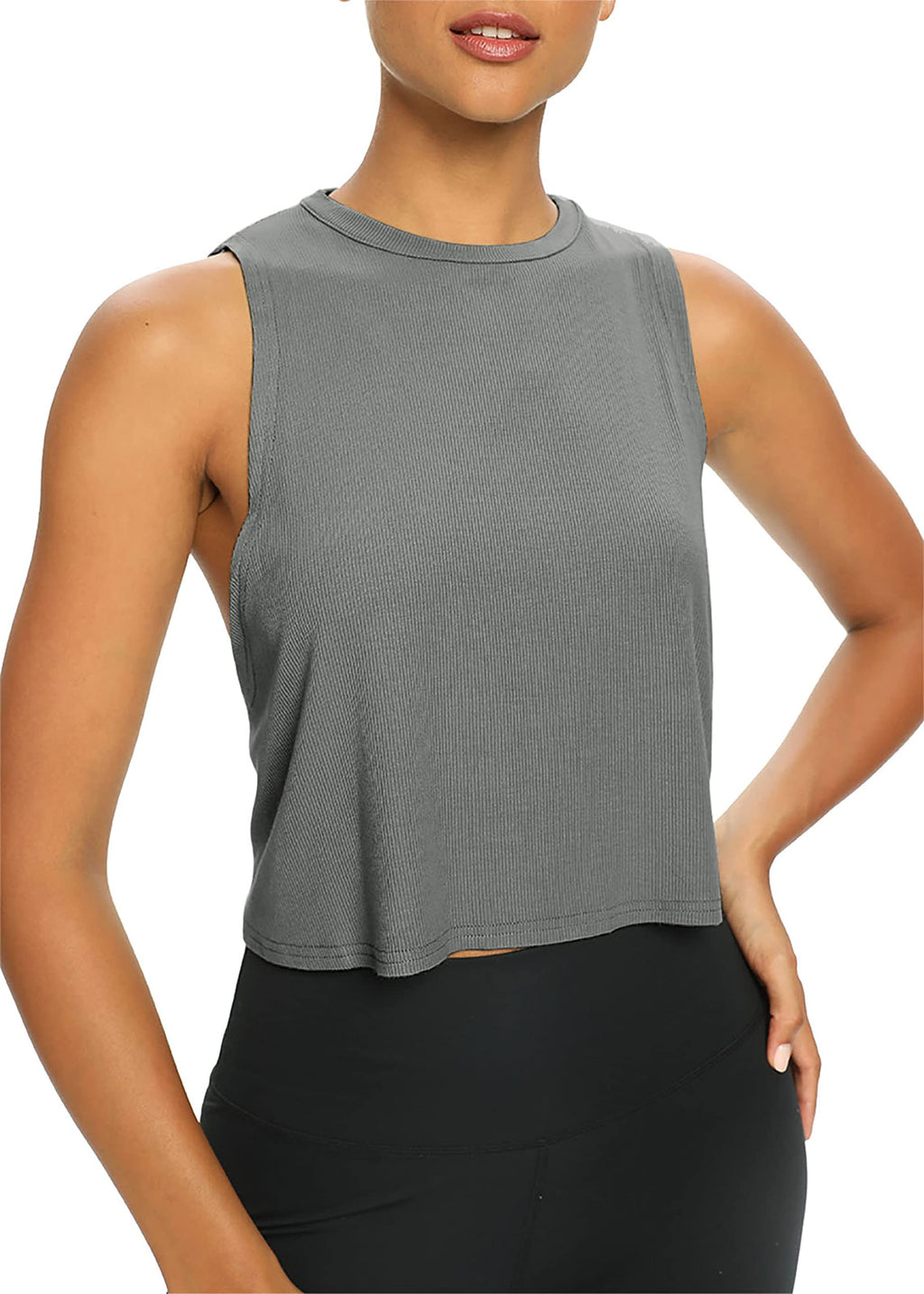 Bestisun Womens Open Back Workout Shirts Cropped Yoga Tank Tops Backless Athletic Clothes