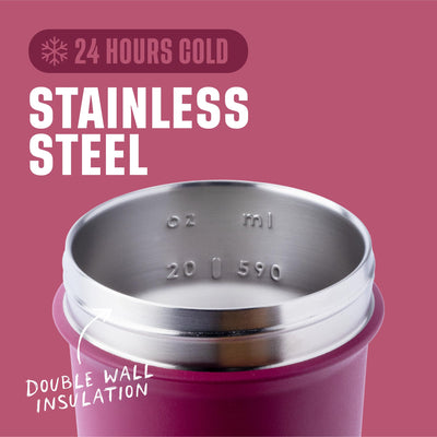 BlenderBottle Strada Shaker Cup Insulated Stainless Steel Water Bottle with Wire Whisk, 24-Ounce, Black