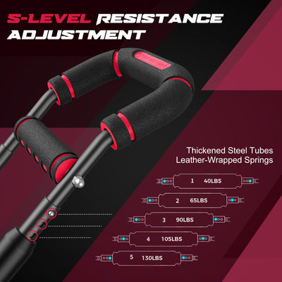 Twister Arm Trainer for Men, Chest Workout Equipment 5-Level Adjustable (40-130lb) with Ergonomic 27° Targets Biceps/Clip/Thigh, Portable Exerciser for Home Gym Travel Fitness