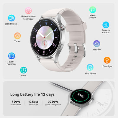 Fitpolo Smart Watch for Women,1.3" AMOLED Touchscreen Fitness Tracker, Make/Answer Calls, Heart Rate SpO2 Monitor, IP68 Waterproof, Sleep & Activity Tracking Smartwatch for Android Phones iPhone