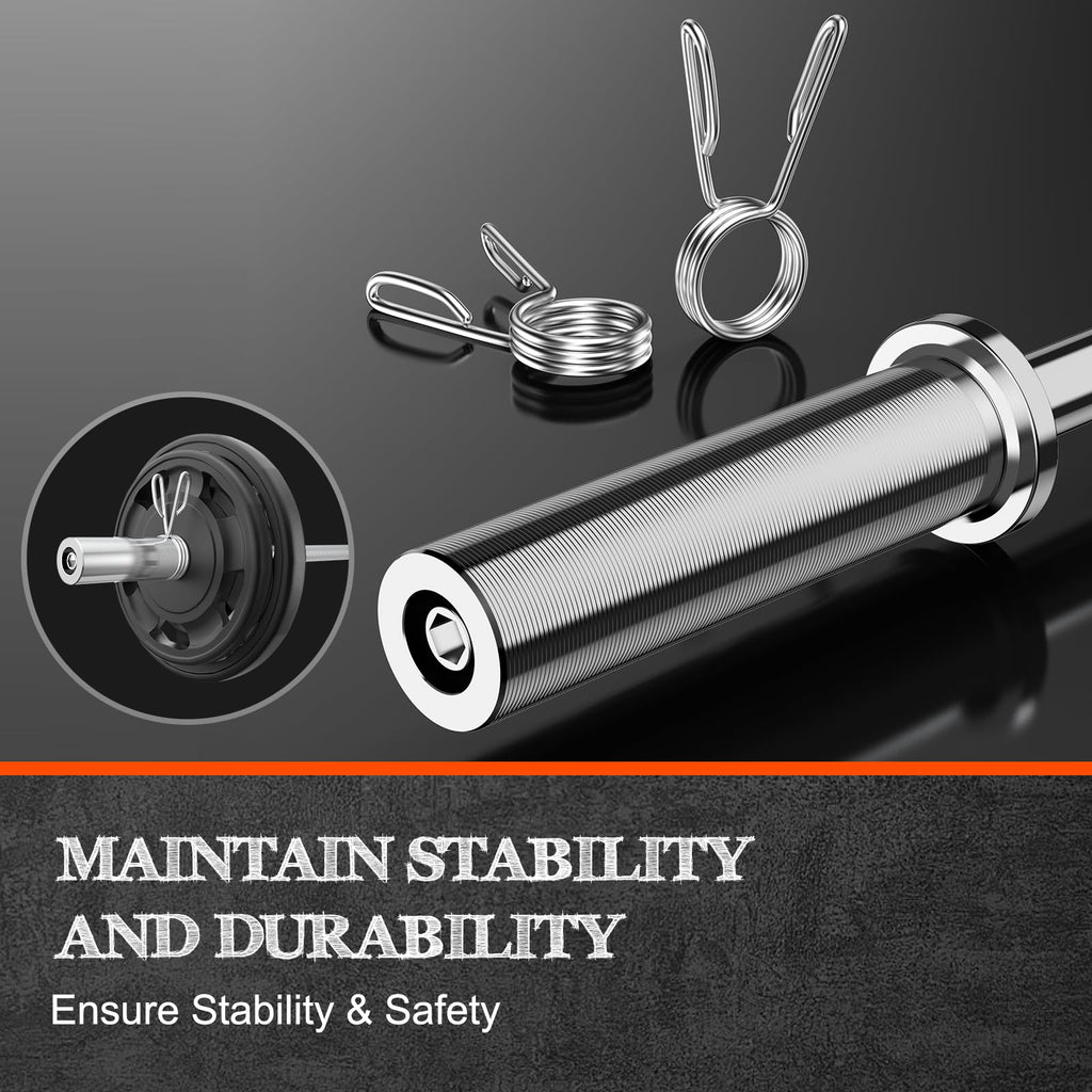 57" Olympic Barbell Bar, 2" Standard Straight Barbell Bars for Weight Lifting Bar for Bench Press/Squats/Hip Thrusts/Lunges/Biceps- Home Gym Weight Bar- 2 Spring Collars(500lb Weight Capacity)