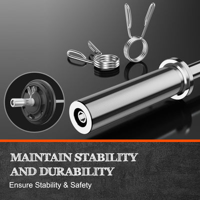 57" Olympic Barbell Bar, 2" Standard Straight Barbell Bars for Weight Lifting Bar for Bench Press/Squats/Hip Thrusts/Lunges/Biceps- Home Gym Weight Bar- 2 Spring Collars(500lb Weight Capacity)