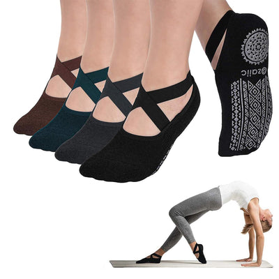 Ozaiic Pilates Socks for Women Non Slip Grip, Yoga Socks with Grippers for Barre, Hospital, Ballet, Dance, Barefoot Workout