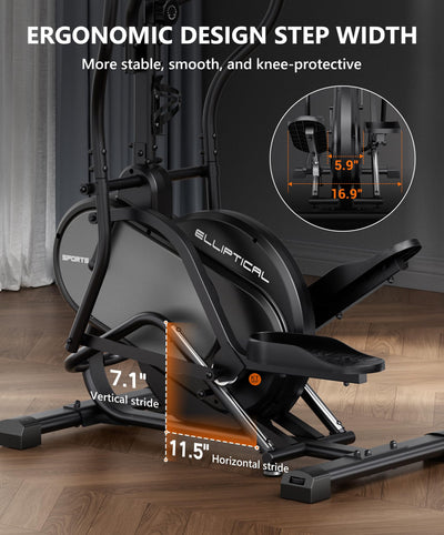 THERUN Elliptical Exercise Machine, 3-in-1 Cardio Climber Stepping Elliptical Machine for Home, Stair Stepper Elliptical Training Machines w/16 Levels Resistance, Pulse Sensor, LCD Monitor