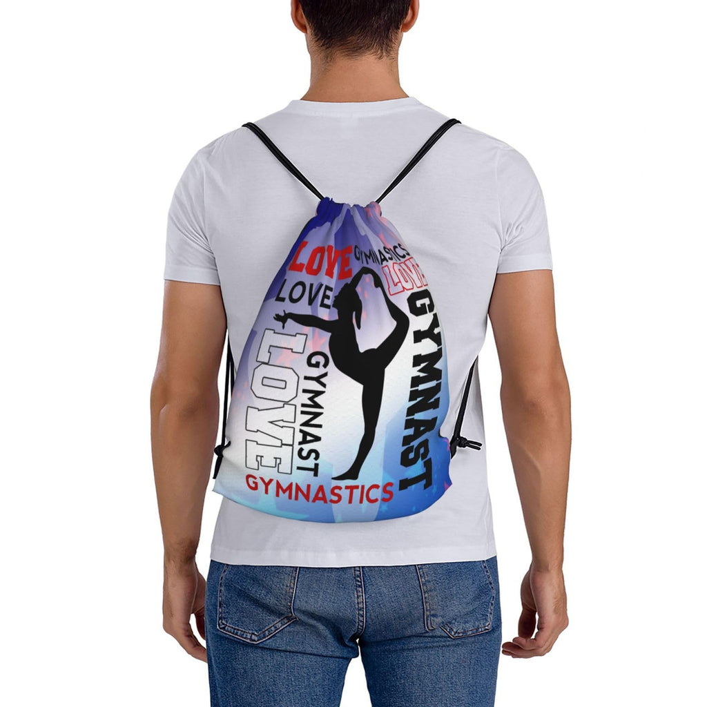 Gymnastics Drawstring Backpack Light Gym String Bag Pink Water Resistant Sackpack Sport Yoga Daypack For Womens Mens