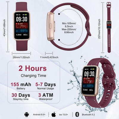 Fitness Tracker,Smart Watch with 24/7 Heart Rate Blood Oxygen Sleep Monitor,1.47" HD Touchsreen with Step & Calorie Counter 100+ Sport Modes Health Activity Trackers for Men and Women (Pink)