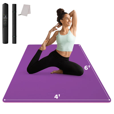 CAMBIVO Large Yoga Mat (6'x 4'), Extra Wide Workout Mat for Men and Women, Yoga Mat Thick 1/3 &1/4 Exercise Mats for Home Workout, Yoga, Pilates (Black,1/4 inch)