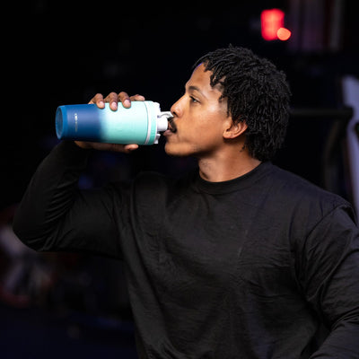 Ice Shaker Insulated Stainless Steel Shaker Bottle | 26oz, Navy/Mint | Cold for 30+ Hours | Insulated Cup with Twist-on Agitator | Odor-Free Bottle for Protein Shakes, Water, Smoothies, Cocktails