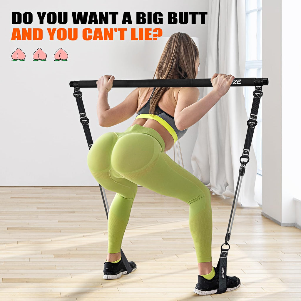 Pilates Bar Kit with Resistance Bands, Pilates Equipment, Multifunctional Pilates Bar for Women & Men, Pilates kit for Hip, Back, Arm, Full-Body Workouts, Home Gym Strength Training Equipment