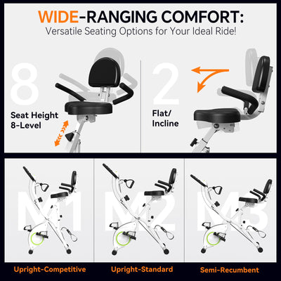 Foldable Exercise Bike Stationary Bikes for Home, 5 IN 1 Indoor Workout Bike, Cycling Bike with 16-Level Quiet Magnetic Resistance, 6.6 LBS Flywheel and 300LBS Capacity, 2025 Designed 817 X-bike