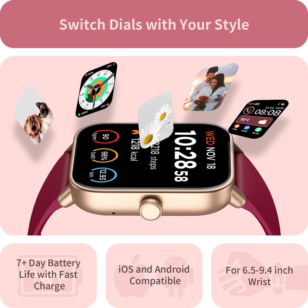 Smart Watch for Women Android & iPhone, Alexa Built-in, IP68 Waterproof Activity Fitness Tracker with Bluetooth Call (Answer/Make), 1.8" Smartwatch with Heart Rate/SpO2/Sleep Monitor, 100+ Sports Mode