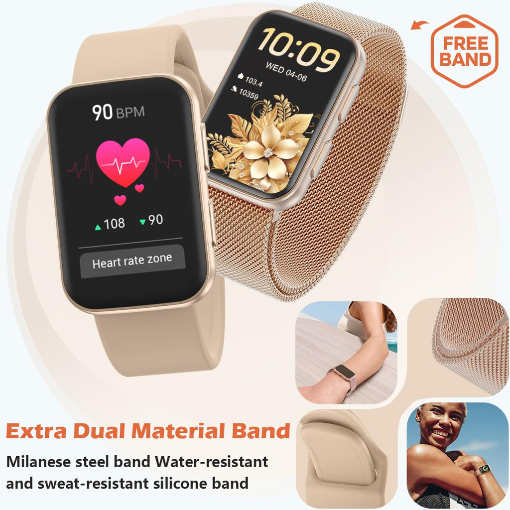 MorePro Health Fitness Tracker with Blood oxy-gen Monitor and 24/7 Heart Rate and Blood Pressure, Sleep Monitor, 120+ Sport Modes Waterproof Fitness Watch for Women Men Android iOS, Black