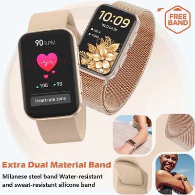 MorePro Health Fitness Tracker with Blood oxy-gen Monitor and 24/7 Heart Rate and Blood Pressure, Sleep Monitor, 120+ Sport Modes Waterproof Fitness Watch for Women Men Android iOS, Black