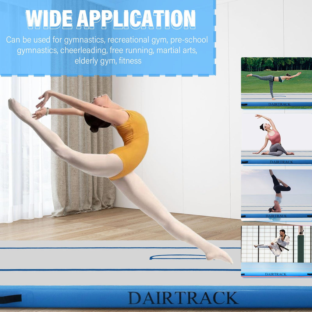 DAIRTRACK Inflatable Gymnastics Air Mat 10ft/13ft/16ft/20ft Tumble Track Tumbling Mats for Home Use/Gym/Training/Cheerleading/Yoga/Water