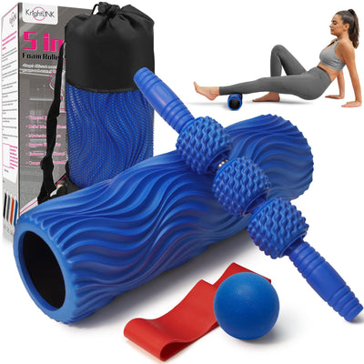 Foam Roller High Density Foam Roller Set for Deep Tissue Muscle Massage, 18" Trigger Point Fitness Exercise Massage Roller, Self-Myofascial Release for Whole Body (Black-18(2 in 1))