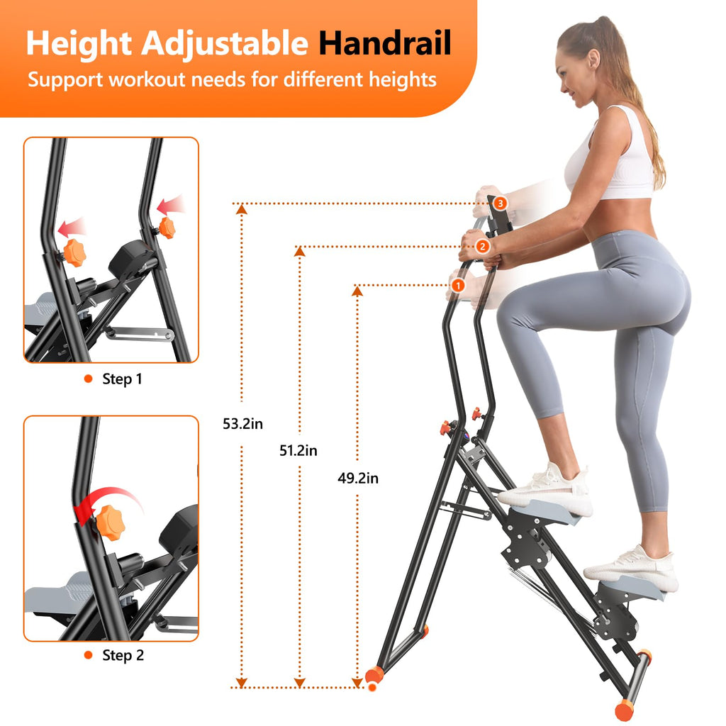 Stair Stepper for Home, Upgraded Vertical Climber Machine for Full-Body Workout, Compact Folding Cardio Exercise Climber, Resistance Adjustable Handlebar & Pedals