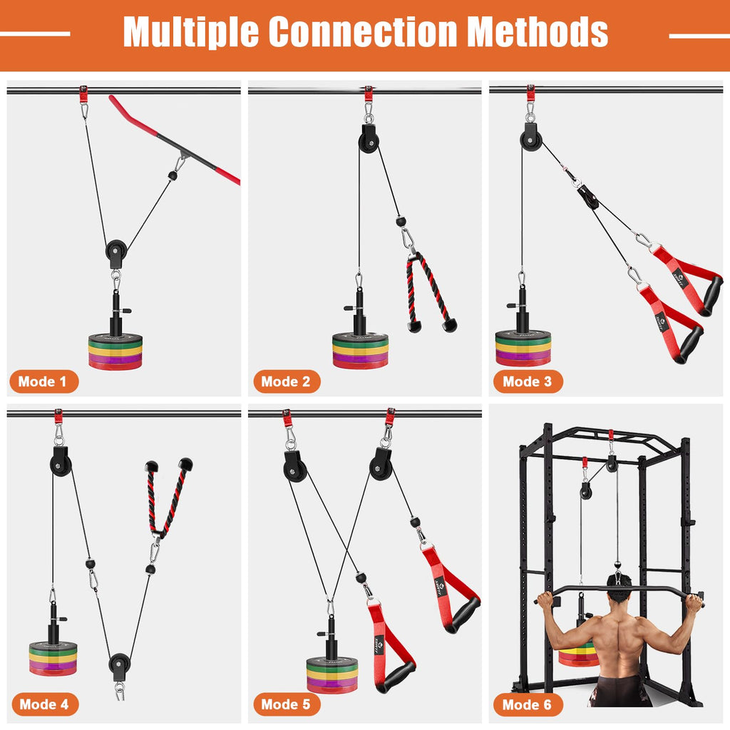 SERTT Home Gym Pulley System - Tricep Workout, Lat Pulldown, Biceps Curl, Triceps, Shoulders, Back, Forearm, Weight Cable for Squat Rack, Garage