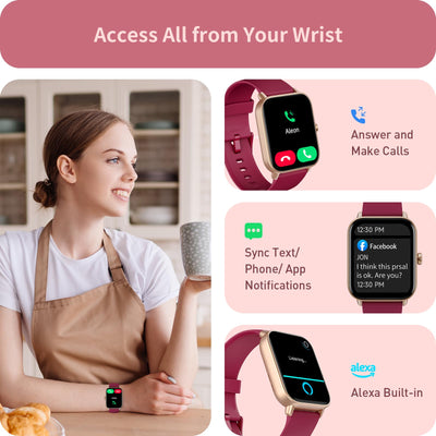 Smart Watch for Women Android & iPhone, Alexa Built-in, IP68 Waterproof Activity Fitness Tracker with Bluetooth Call (Answer/Make), 1.8" Smartwatch with Heart Rate/SpO2/Sleep Monitor, 100+ Sports Mode
