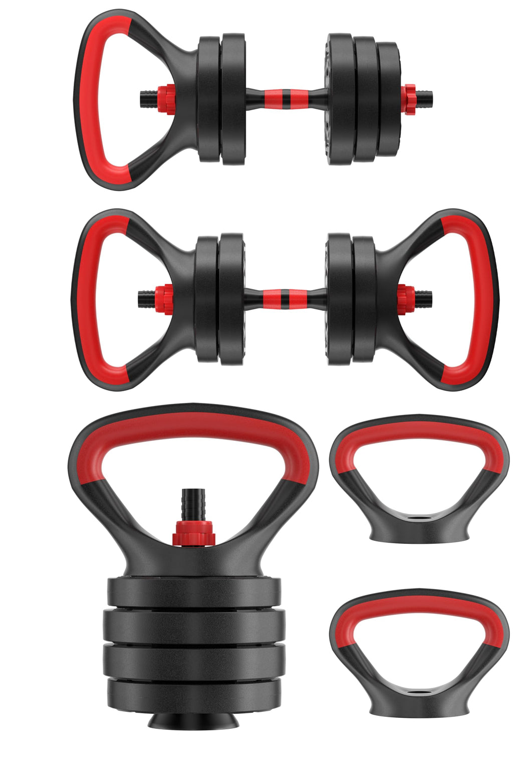 OLIXIS Adjustable Dumbbell Set, 4 IN 1 Changeable Dumbbells, Barbell, Kettlebells and Push Up Stand, Multi-Functional Exercise and Fitness for Home Gym