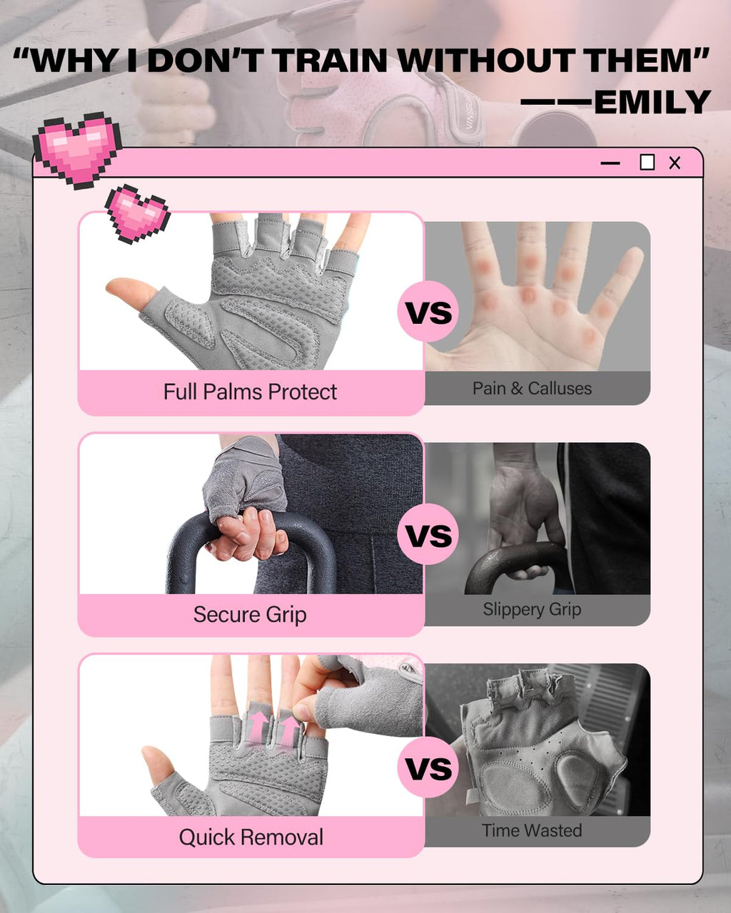 VINSGUIR Workout Gloves for Women and Men, Breathable Weight Lifting Gloves for Gym Exercise, Fitness, Training, and Cycling, with Excellent Grip and Cushion Pads