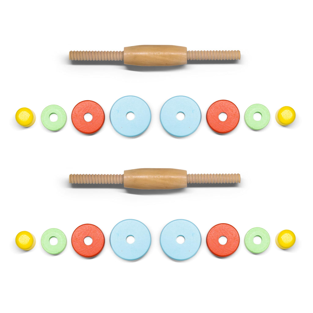 Wooden Toy Dumbbell Set: Colorful Toddler Workout Equipment - Fun Exercise Weights for Children - Safe and Durable Kids Weight Set - Active Play and Fitness Habits - 2pc Kids Gym