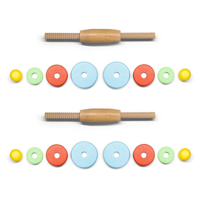 Wooden Toy Dumbbell Set: Colorful Toddler Workout Equipment - Fun Exercise Weights for Children - Safe and Durable Kids Weight Set - Active Play and Fitness Habits - 2pc Kids Gym