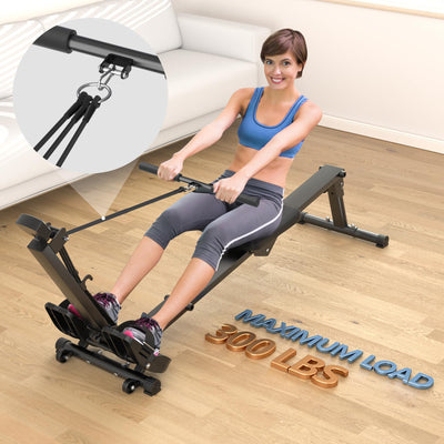 Rowing Machine for Home Use, LUBBYGIM Rowing Machine Foldable Rower with LCD Monitor - Hyper-Quiet & Smooth - 2024 Upgraded Version with 300LBS Loading Capacity