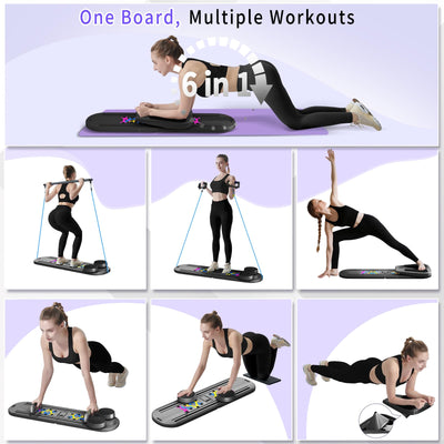 Pilates Board, Foldable Pilates Reformer Set for Home Workout with Timer, Multifunctional Portable Reformer Pilates Machine at Home Pilates Equipment