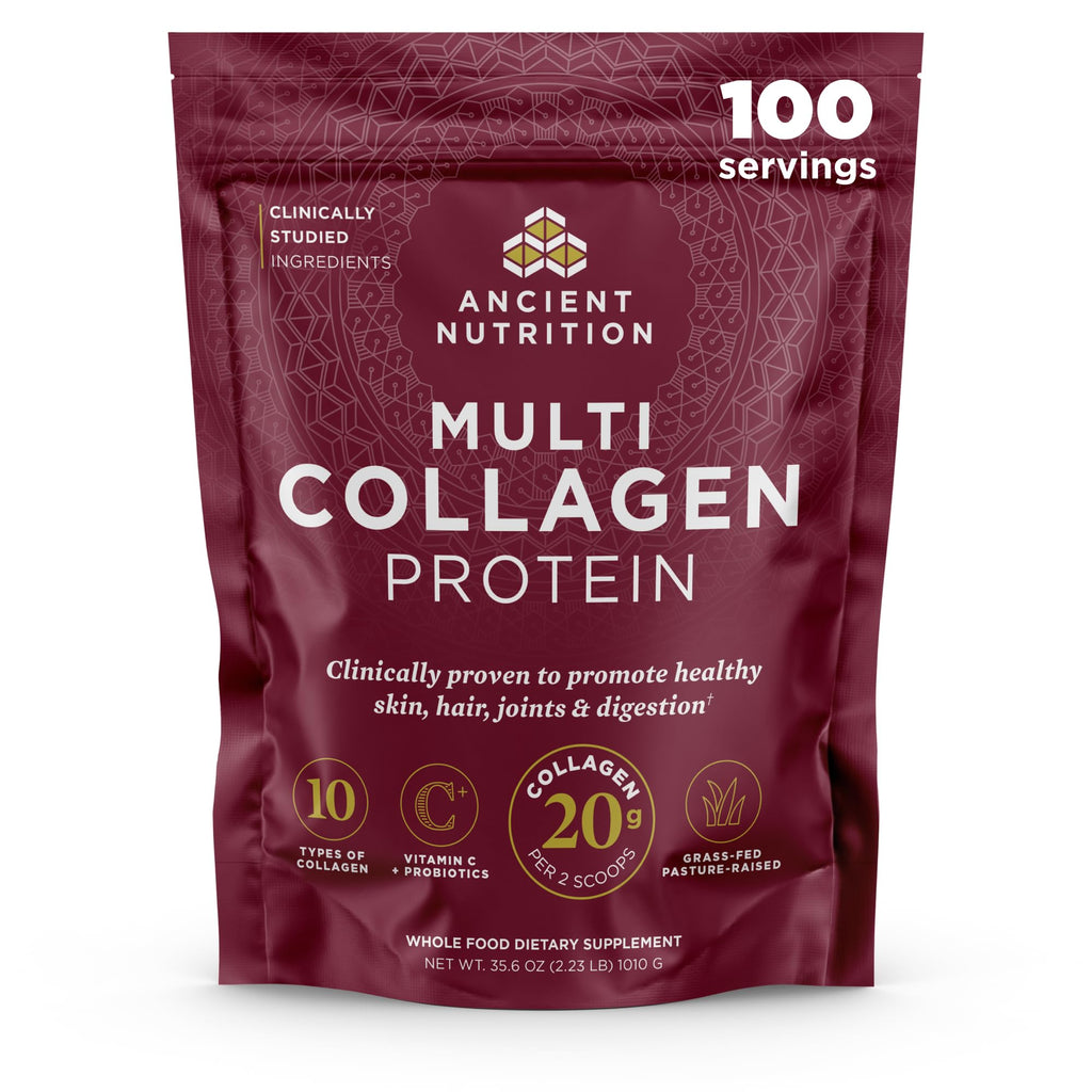 Ancient Nutrition Collagen Powder Protein with Probiotics, Unflavored Multi Collagen Protein with Vitamin C, 45 Servings, Hydrolyzed Collagen Peptides Supports Skin and Nails, Gut Health, 16oz