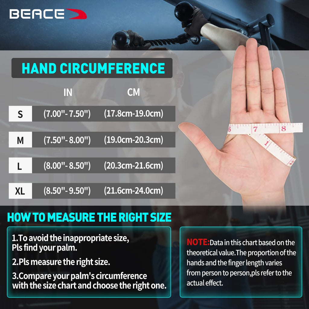 BEACE Full Finger Weight Lifting Gym Gloves with Anti-Slip Leather Palm for Workout Exercise Training Fitness and Bodybuilding for Men & Women