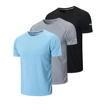 frueo Men's 1/3 Pack Workout Shirts Quick Dry Moisture Wicking Short Sleeve Mesh Athletic T-Shirts