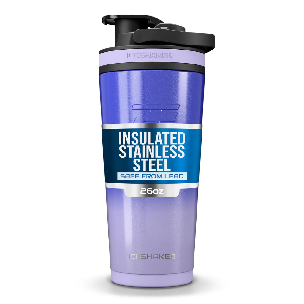 Ice Shaker Insulated Stainless Steel Shaker Bottle | 26oz, Navy/Mint | Cold for 30+ Hours | Insulated Cup with Twist-on Agitator | Odor-Free Bottle for Protein Shakes, Water, Smoothies, Cocktails