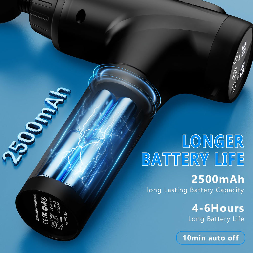 Massage Gun, Muscle Massage Gun for Athletes Handheld Electric Deep Tissue Back Massager, Percussion Massage Device for Pain Relief with 30 Speed Levels 9 Heads