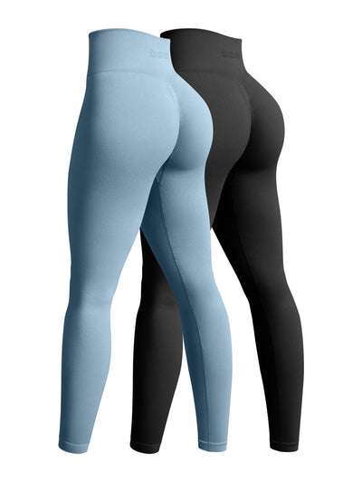 OQQ Women's 2 Piece Yoga Legging Seamless Workout High Waist Butt Liftings Athletic Leggings